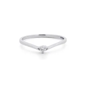 0.04 CTW DEW Petite Round Moissanite Curved Stackable Band in 14K White Gold