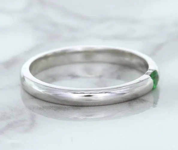 0.10ct Round Tsavorite Ring in 18K White Gold