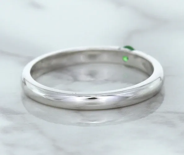 0.10ct Round Tsavorite Ring in 18K White Gold