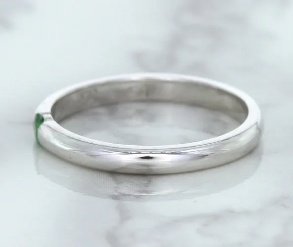 0.10ct Round Tsavorite Ring in 18K White Gold