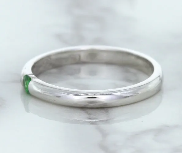 0.10ct Round Tsavorite Ring in 18K White Gold