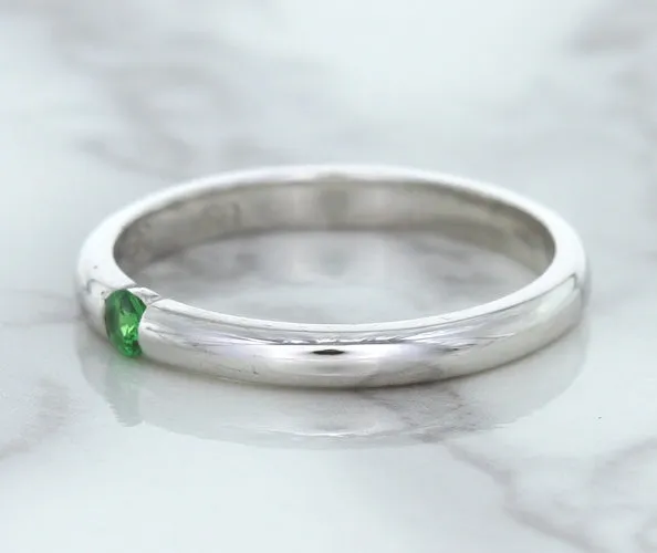 0.10ct Round Tsavorite Ring in 18K White Gold