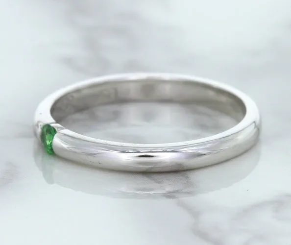 0.10ct Round Tsavorite Ring in 18K White Gold