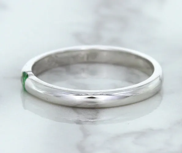 0.10ct Round Tsavorite Ring in 18K White Gold