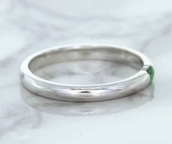 0.10ct Round Tsavorite Ring in 18K White Gold