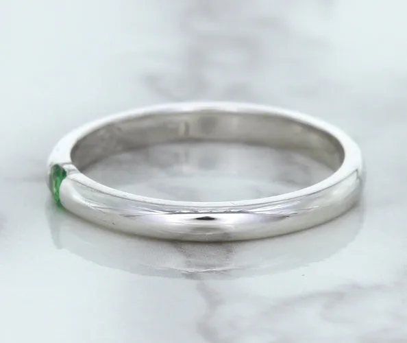 0.10ct Round Tsavorite Ring in 18K White Gold