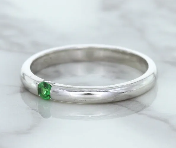 0.10ct Round Tsavorite Ring in 18K White Gold
