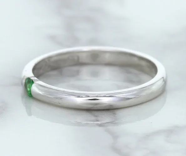 0.10ct Round Tsavorite Ring in 18K White Gold