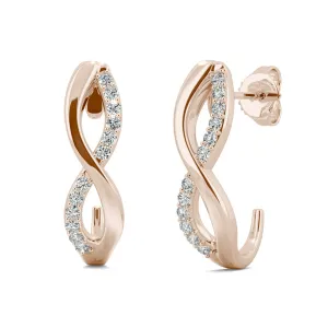 0.16 CTW DEW Moissanite Infinity J-Hoop Earrings in 14K Rose Gold