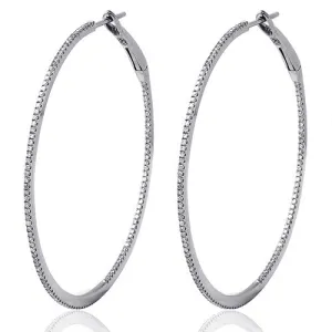 0.74ct Diamond Round Shape Hoop Earrings in 18k White Gold