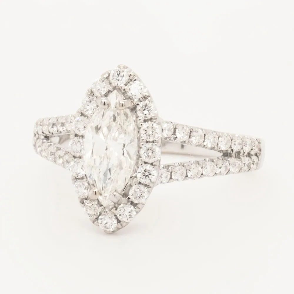 0.75 Carat Diamond Marquise Engagement Ring in 14k White Gold