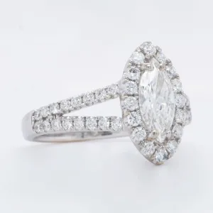 0.75 Carat Diamond Marquise Engagement Ring in 14k White Gold