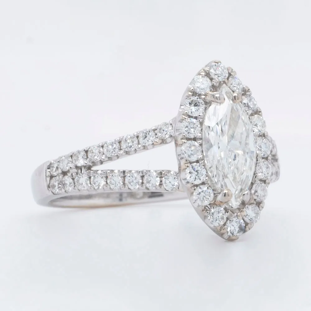 0.75 Carat Diamond Marquise Engagement Ring in 14k White Gold