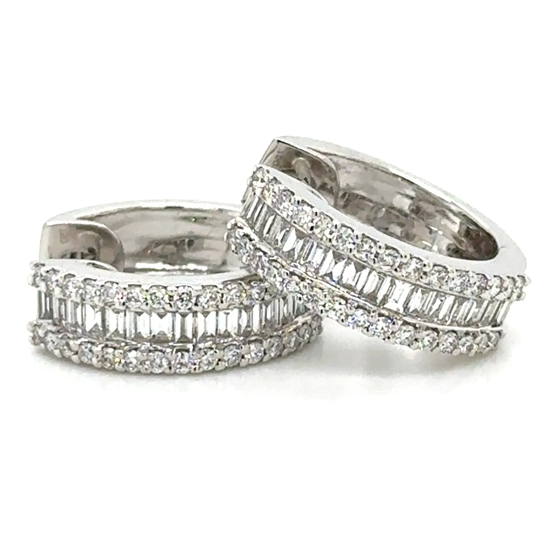 0.86ct tw Baguette Cut Diamond Wide Huggie Hoop Earrings