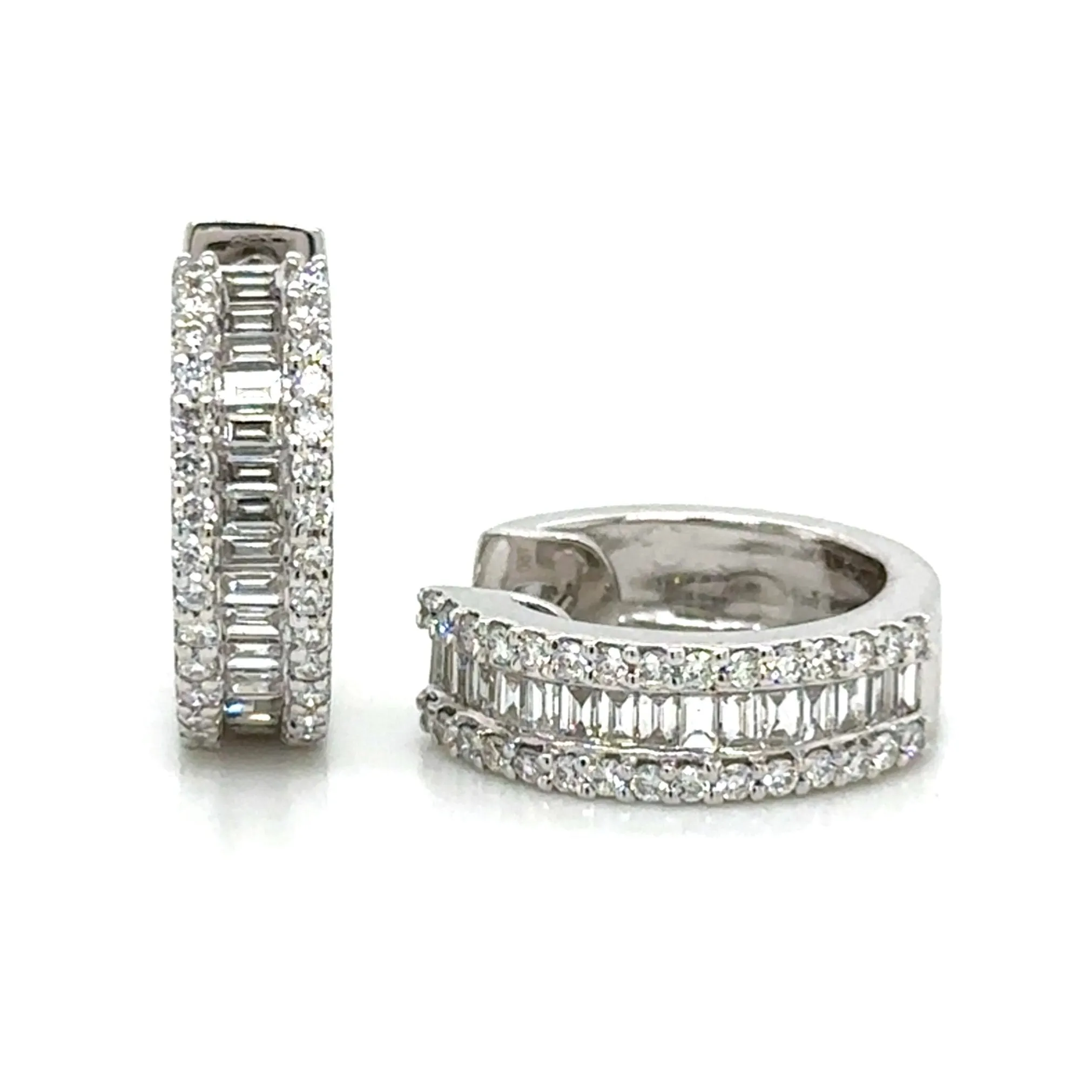 0.86ct tw Baguette Cut Diamond Wide Huggie Hoop Earrings