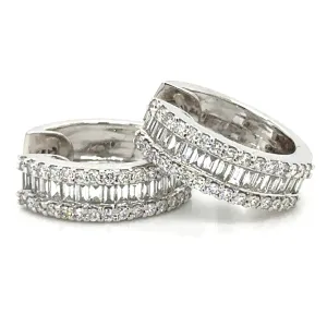 0.86ct tw Baguette Cut Diamond Wide Huggie Hoop Earrings