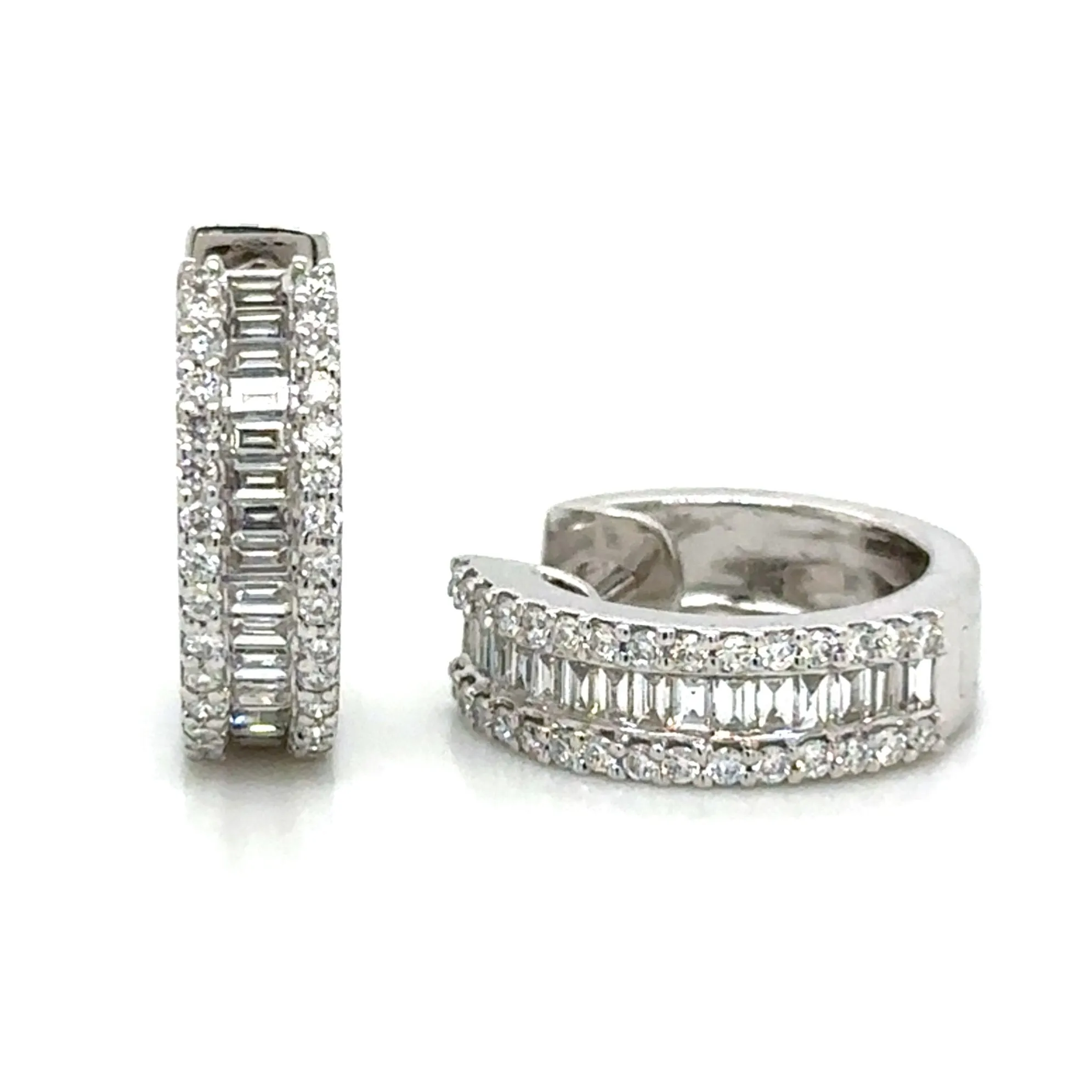 0.86ct tw Baguette Cut Diamond Wide Huggie Hoop Earrings