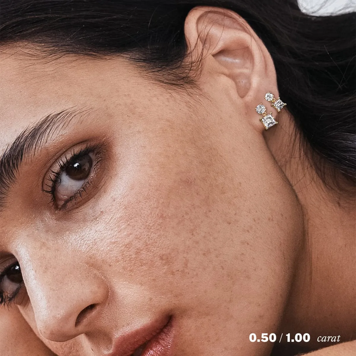 1 carat Princess Diamond Drop Earrings
