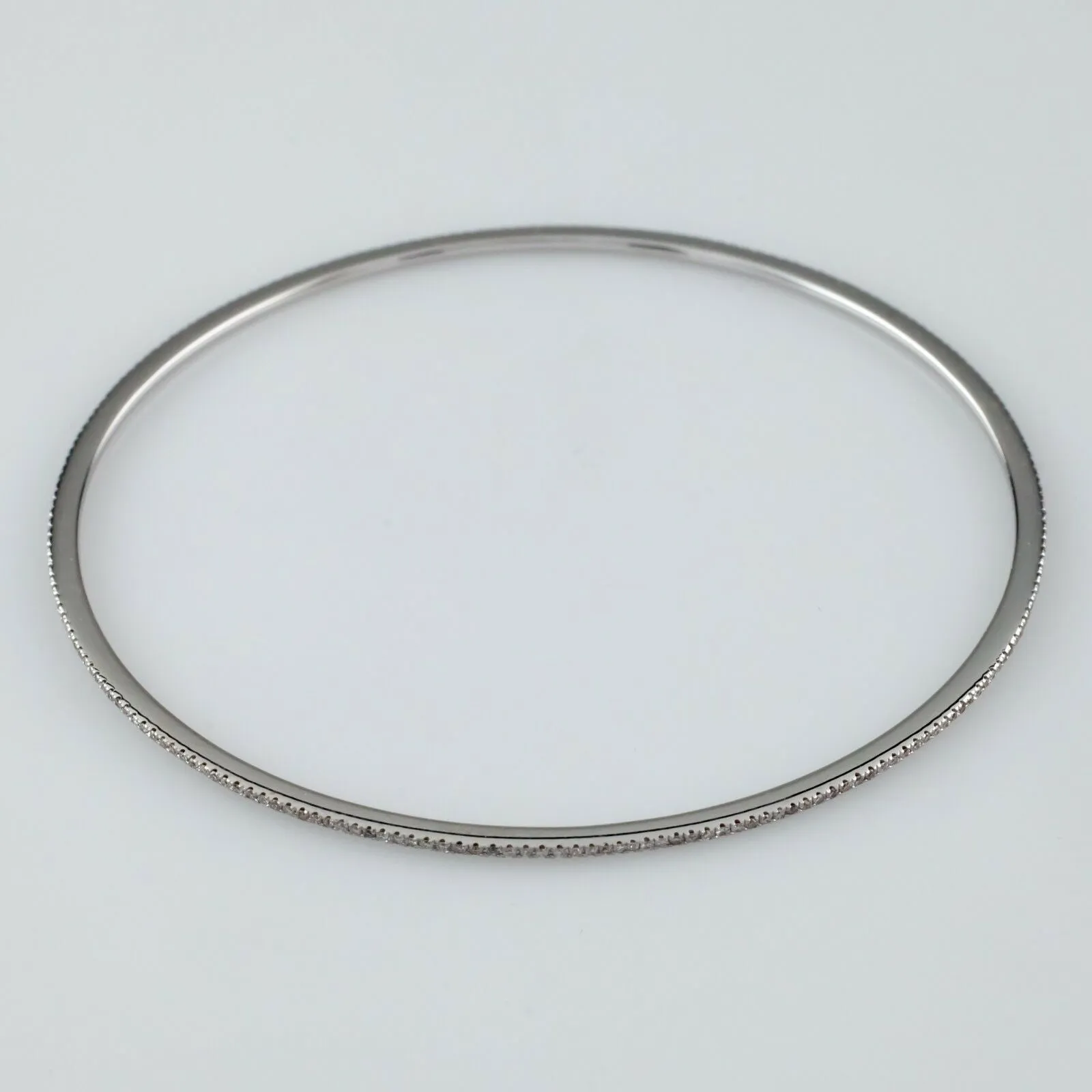 1.00 carat Diamond 18k White Gold Stackable Bangle Bracelet