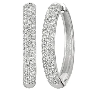 1.00 Carat Natural Diamond Hinged Hoop Earrings G SI 14K White Gold