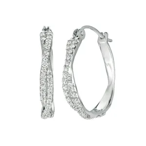 1.00 Carat Natural Diamond Hoop Earrings G SI 14K White Gold
