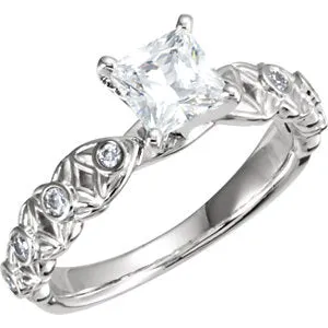 10K White & 14K White 4.5 mm Square 3/4 CTW Diamond Semi-Set Engagement Ring