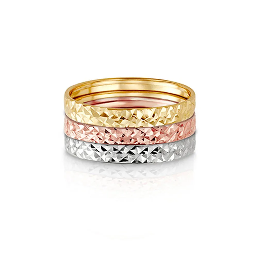 10K White Gold Diamond Cut Stackable Band