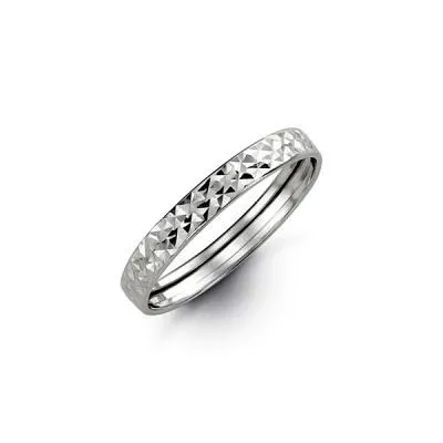 10K White Gold Diamond Cut Stackable Band
