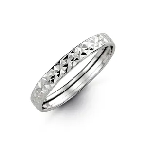10K White Gold Diamond Cut Stackable Band