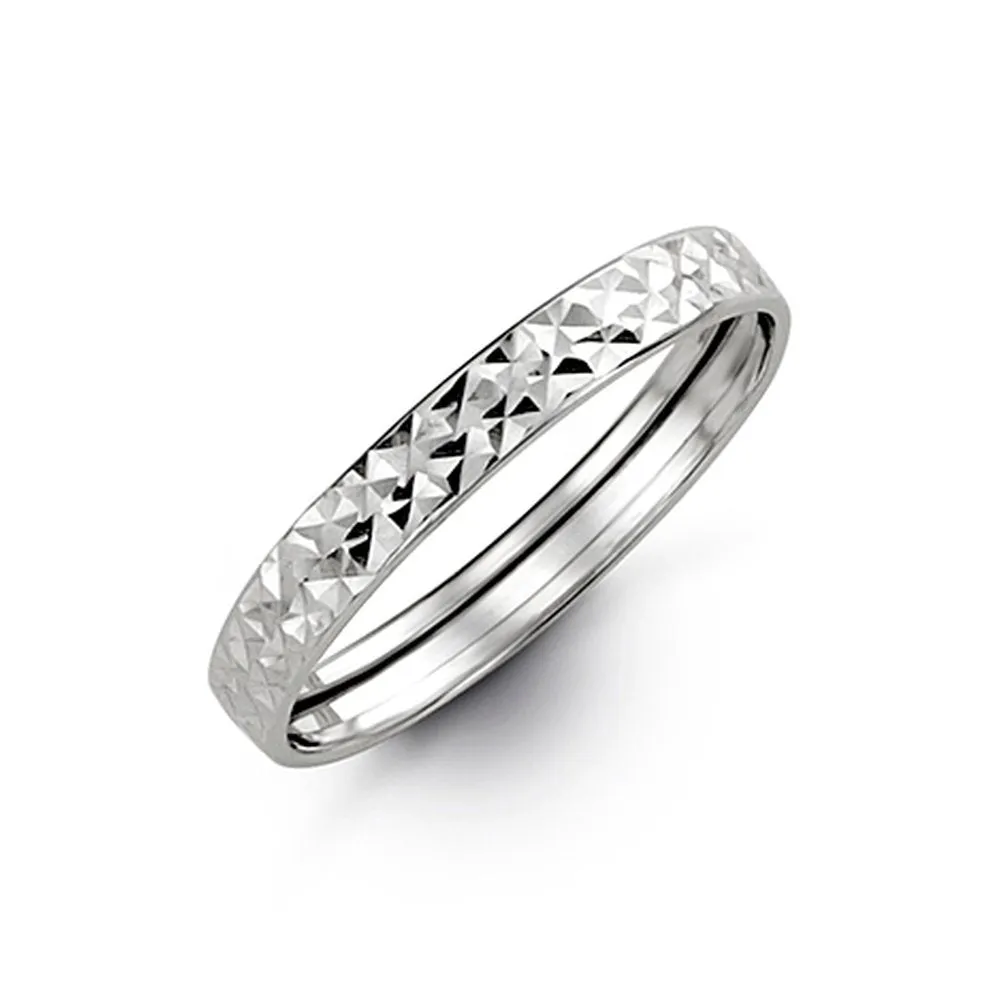 10K White Gold Diamond Cut Stackable Band