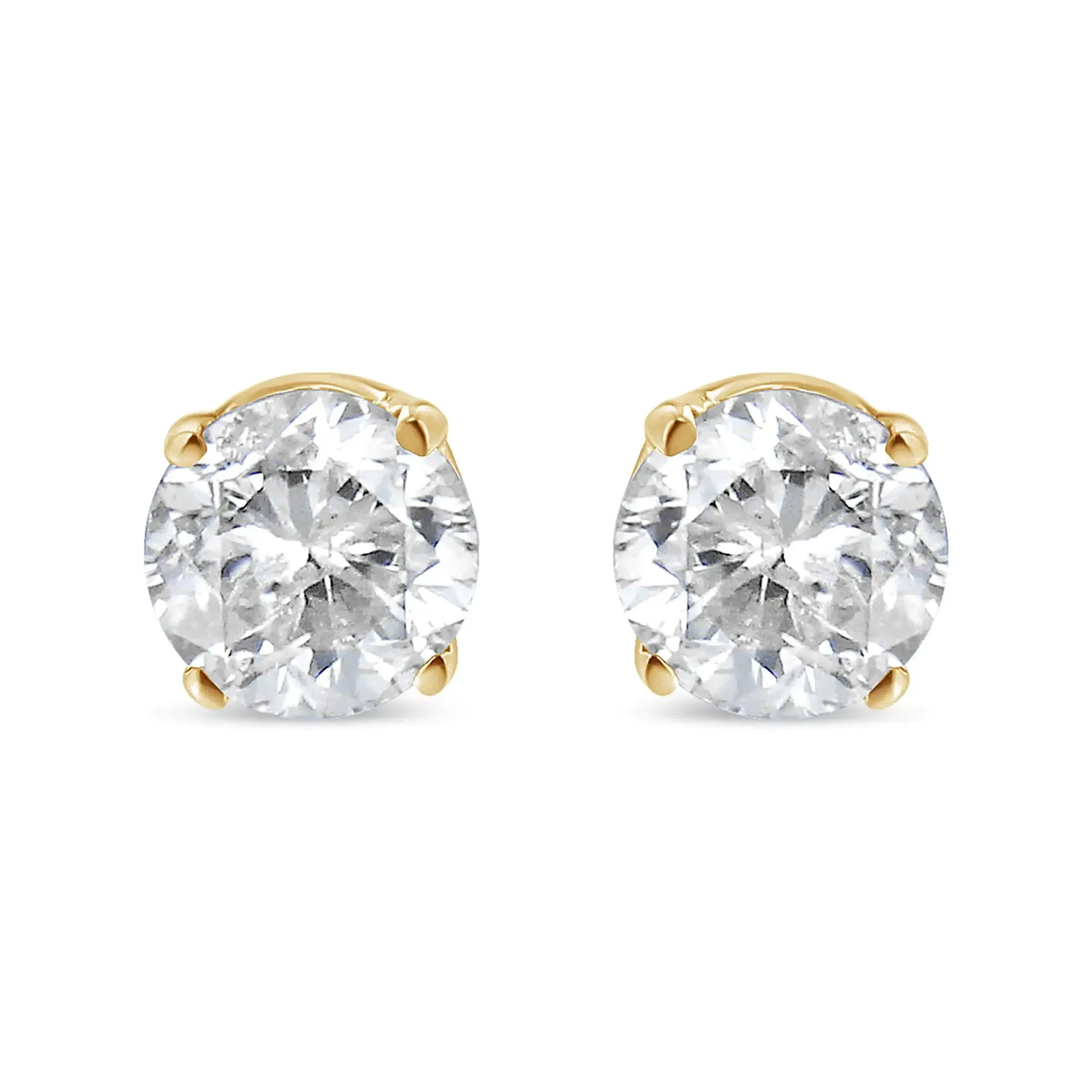 10K Yellow Gold over .925 Sterling Silver 1/4 Cttw Round Brilliant-Cut Diamond Classic 4-Prong Stud Earrings (K-L Color, I2-I3 Clarity)