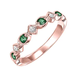 10KT Pink Gold & Diamond Classic Book Stackable Fashion Ring  - 1/10 ctw