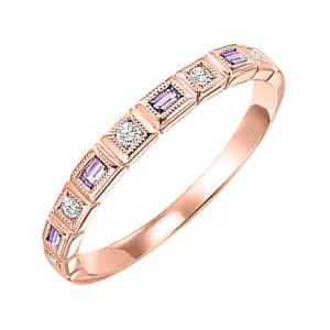 10KT Pink Gold & Diamond Classic Book Stackable Fashion Ring  - 1/10 ctw