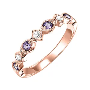 10KT Pink Gold & Diamond Classic Book Stackable Fashion Ring  - 1/10 ctw