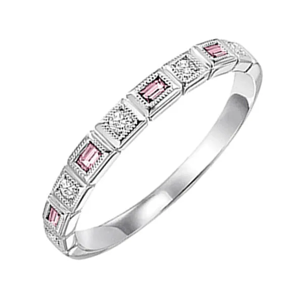 10KT White Gold & Diamond Classic Book Stackable Fashion Ring  - 1/10 ctw
