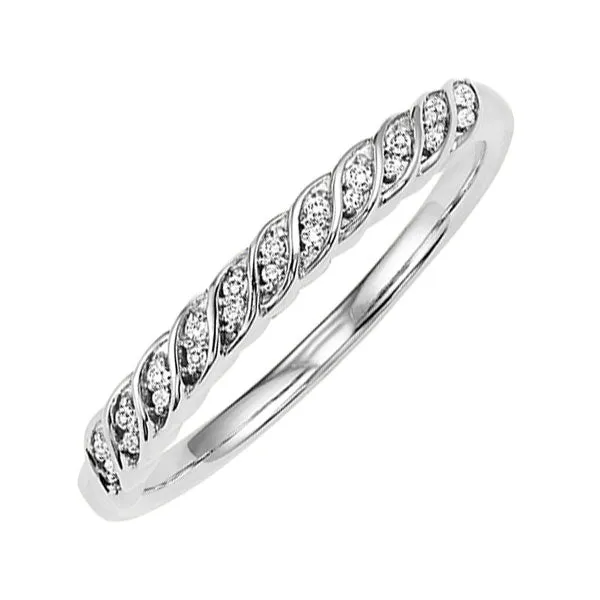 10KT White Gold & Diamond Classic Book Stackable Fashion Ring  - 1/10 ctw