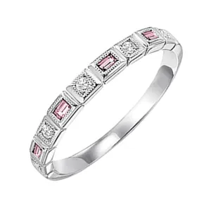 10KT White Gold & Diamond Classic Book Stackable Fashion Ring  - 1/10 ctw