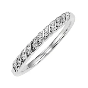 10KT White Gold & Diamond Classic Book Stackable Fashion Ring  - 1/10 ctw