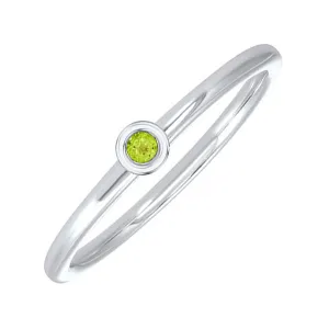 10KT White Gold Classic Book Birthstone Stackable Fashion Ring