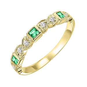 10KT Yellow Gold & Diamond Classic Book Stackable Fashion Ring  - 1/10 ctw