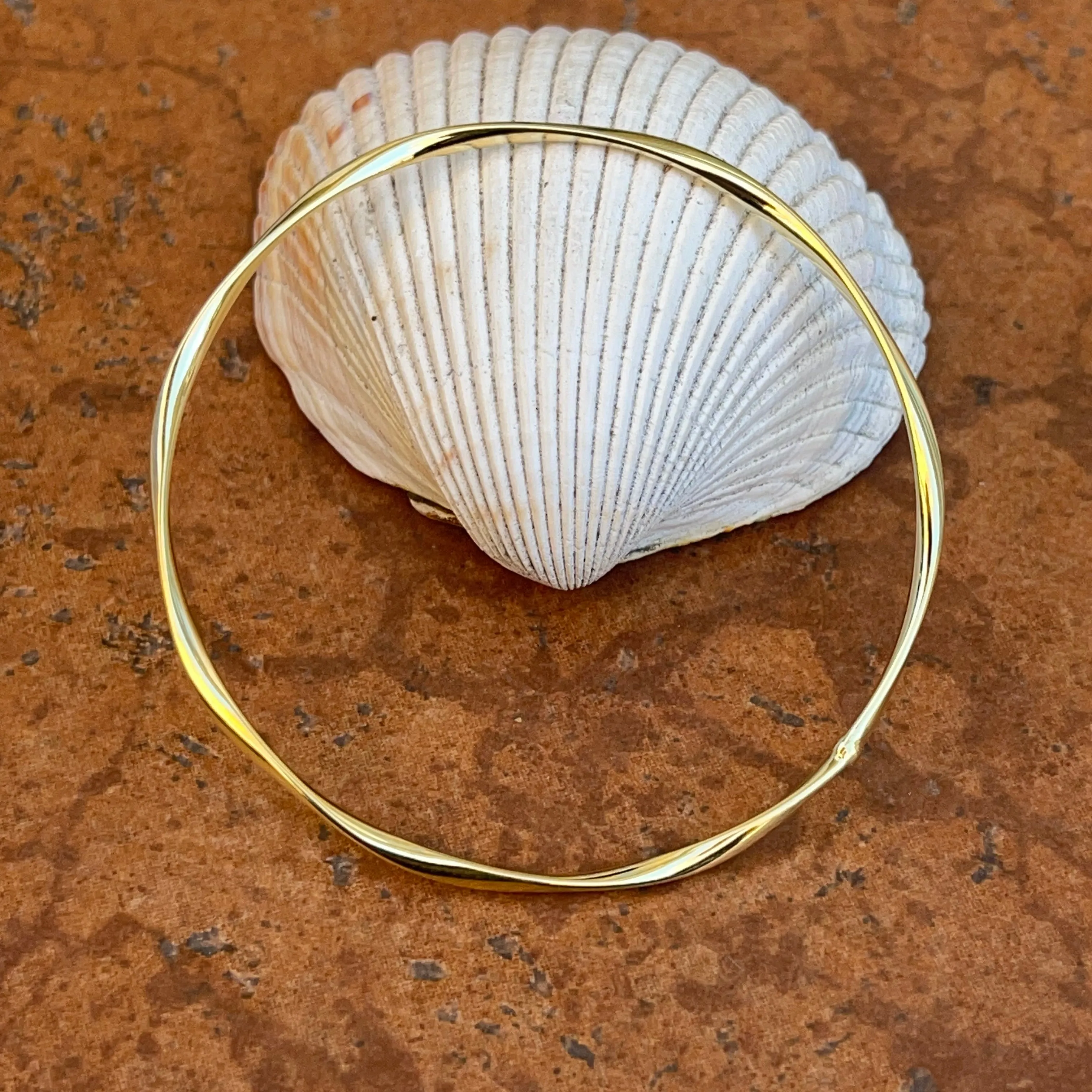 10KT Yellow Gold Twisted Round Slip On Bangle Bracelet
