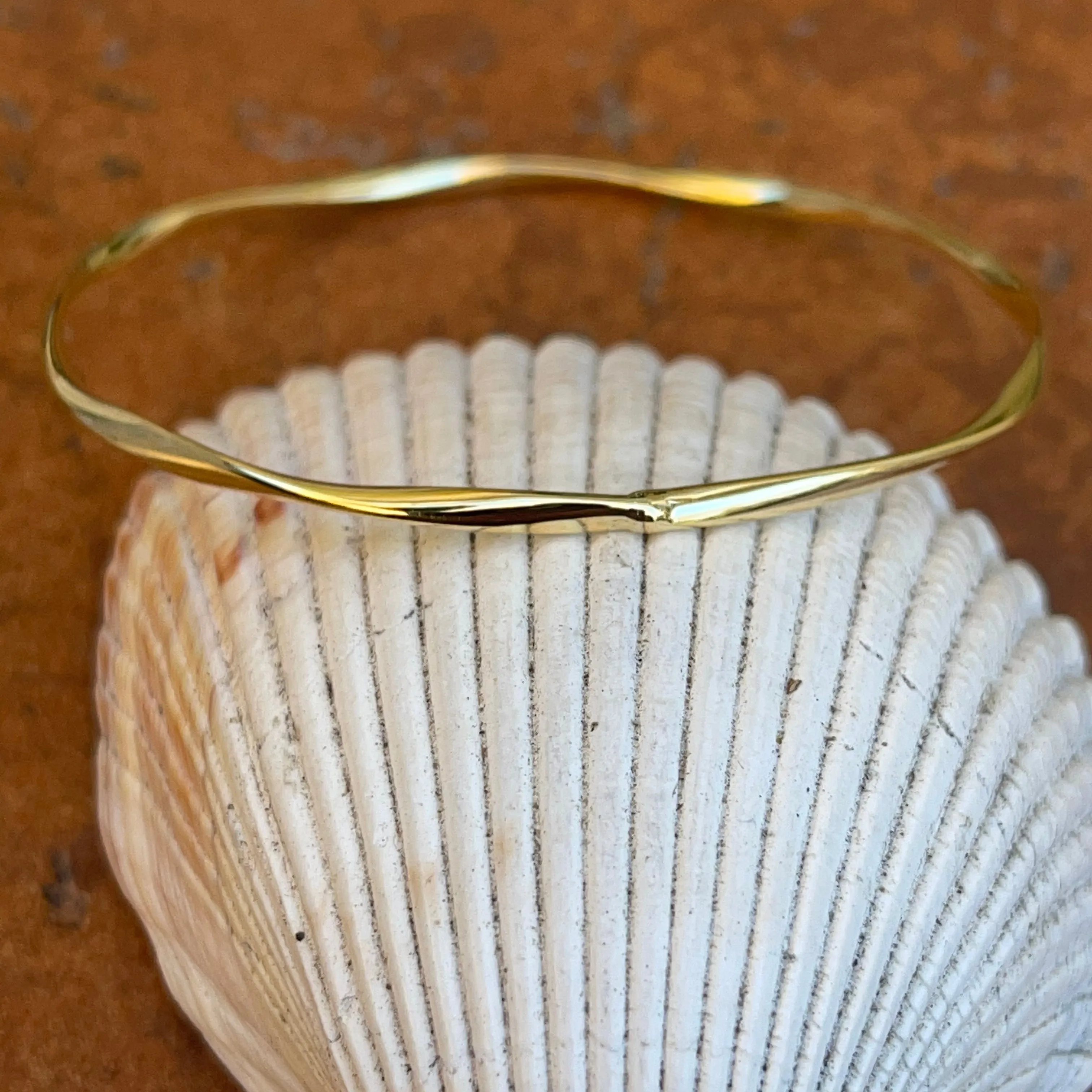 10KT Yellow Gold Twisted Round Slip On Bangle Bracelet