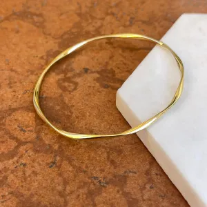 10KT Yellow Gold Twisted Round Slip On Bangle Bracelet
