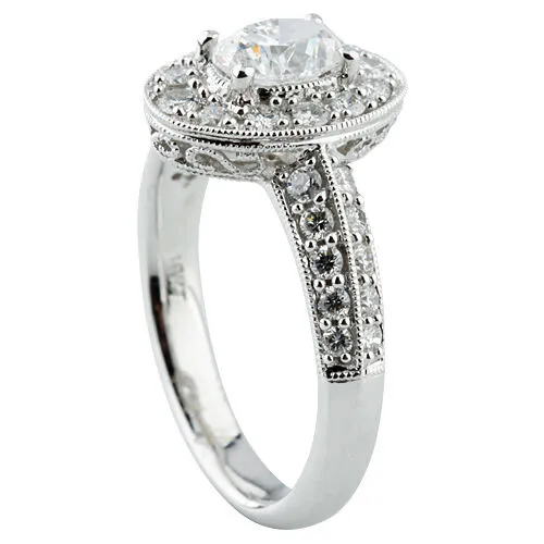 1.24 carat Oval Diamond 18k White Gold Engagement Ring Accents Size 6.5