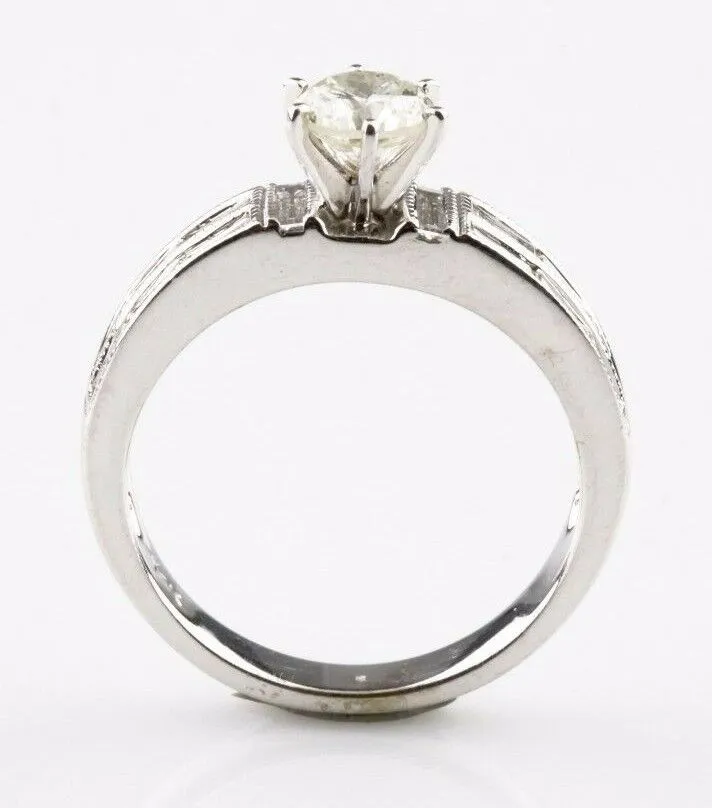 1.34 carat Round Diamond 14k White Gold Engagement Unity Ring Size 6.75