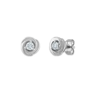 1/4 CTW Natural Diamond Stud Love Knot Earrings in 10KT White Gold