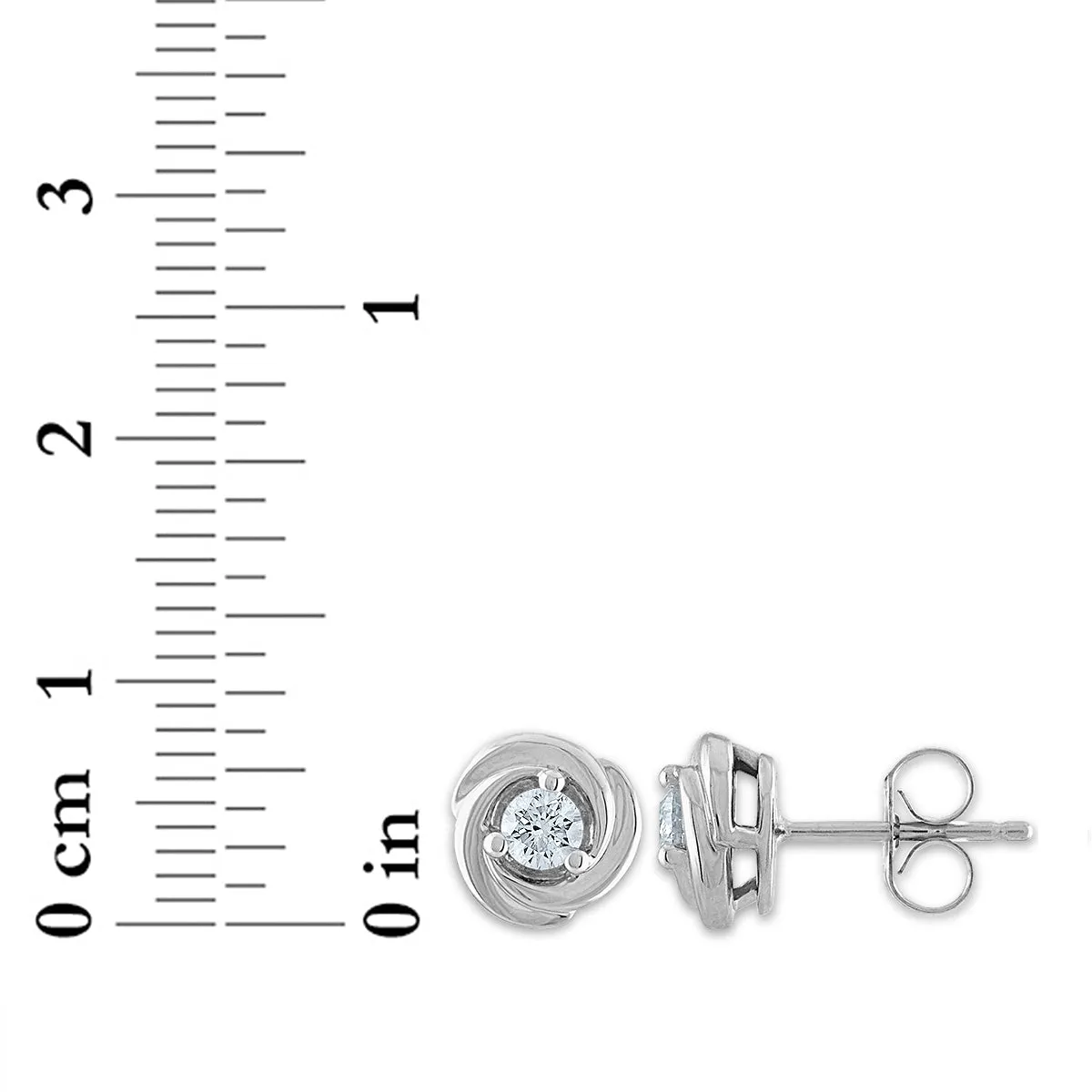 1/4 CTW Natural Diamond Stud Love Knot Earrings in 10KT White Gold