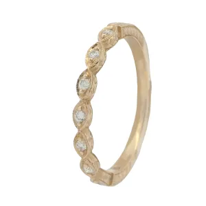 14 Karat Yellow Gold Engraved Diamond Stackable Ring