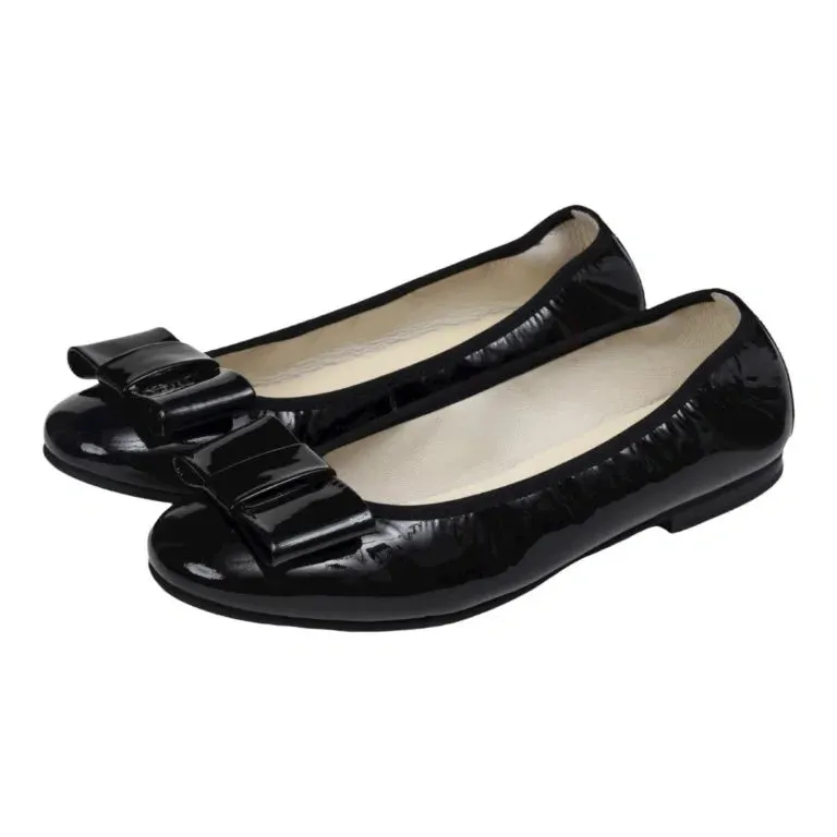 1412 - Black Patent Leather Flats for Girl/Teen/Women by London Kids