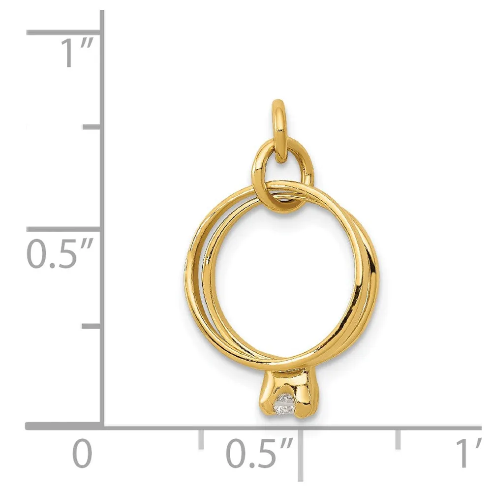14k 3D Wedding Rings CZ Charm